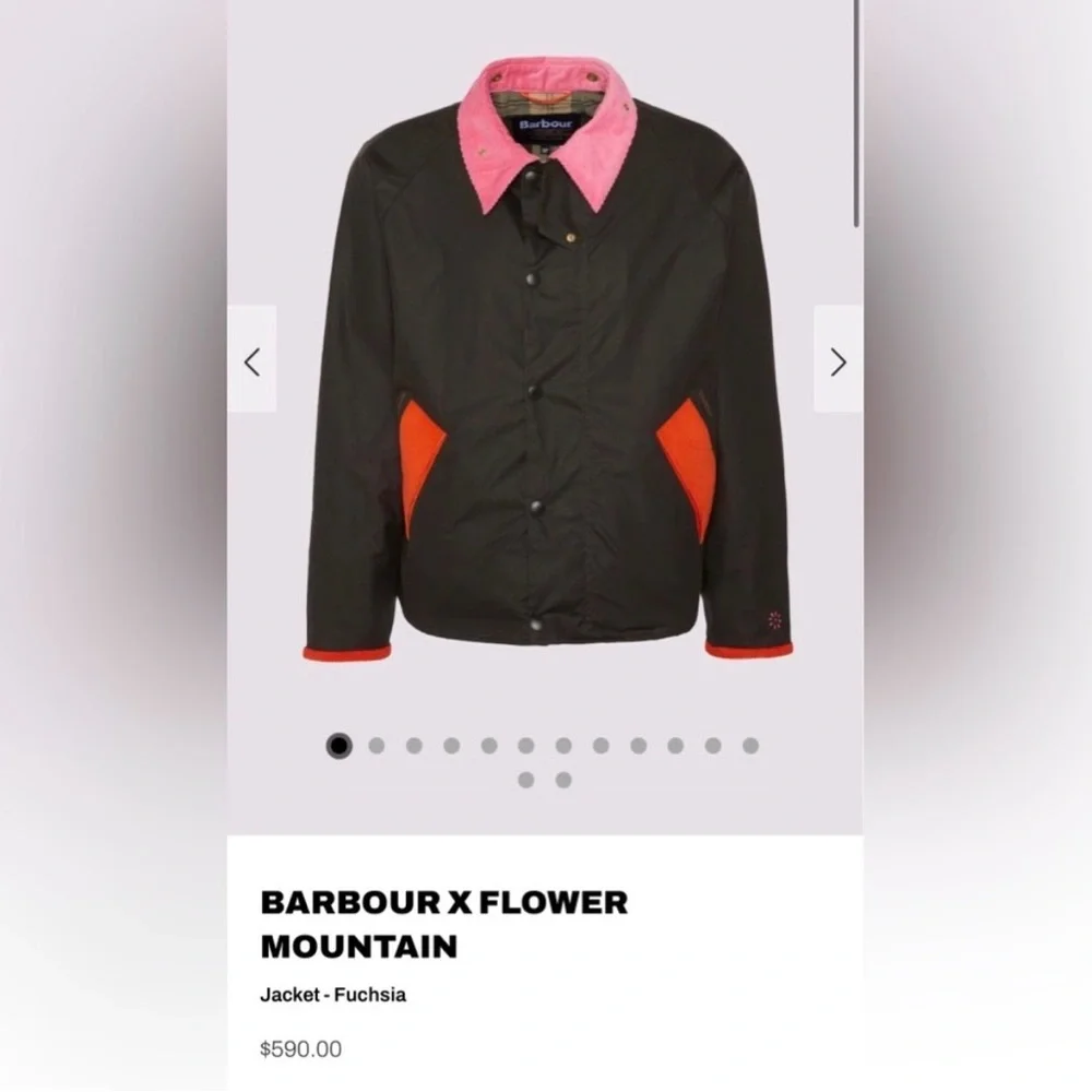 NWT BARBOUR X FLOWER MOUNTAIN Jacket in Black/ Fuchsia - Picture 5 of 16